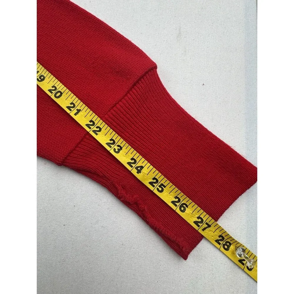 Vintage 90s Izod Cardigan Sweater XL‎ Button Red Made in USA Eclectic Grandpa